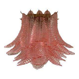 Murano Ceiling Lamp, 32 Pink Felci Glasses For Sale