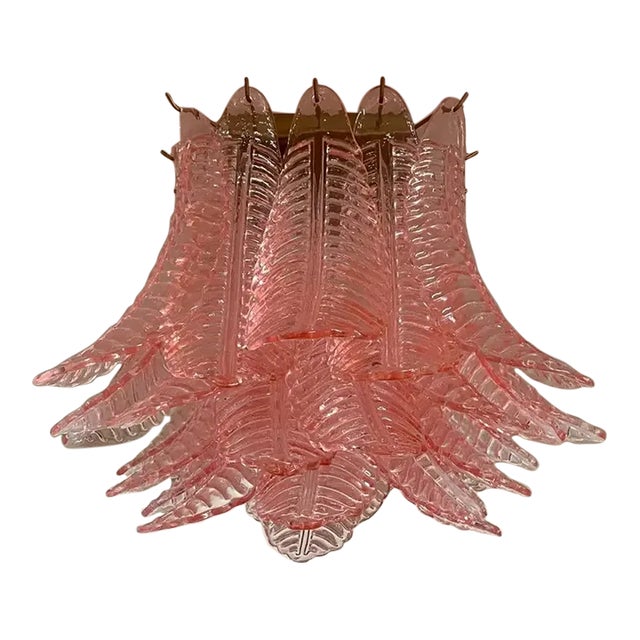 Murano Ceiling Lamp, 32 Pink Felci Glasses For Sale