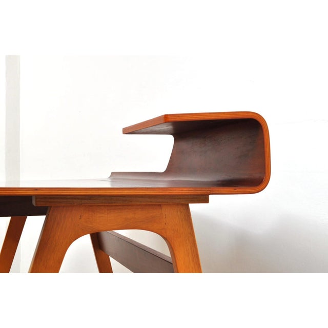 Brown Vintage Teak Bent Desk, 1980s For Sale - Image 8 of 16
