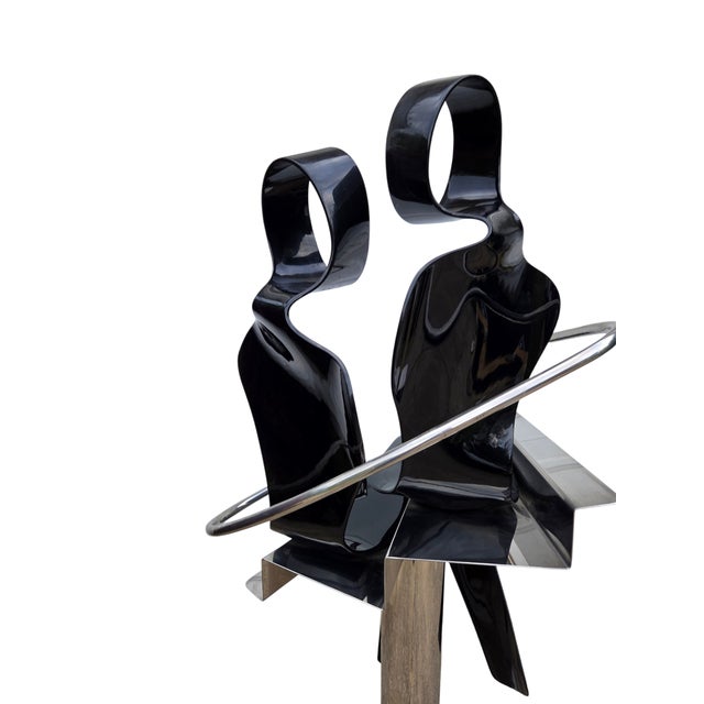 Vintage Raymond Karpuska Sculpture Modernist Figural Post-Modern Seated Lovers For Sale - Image 13 of 18