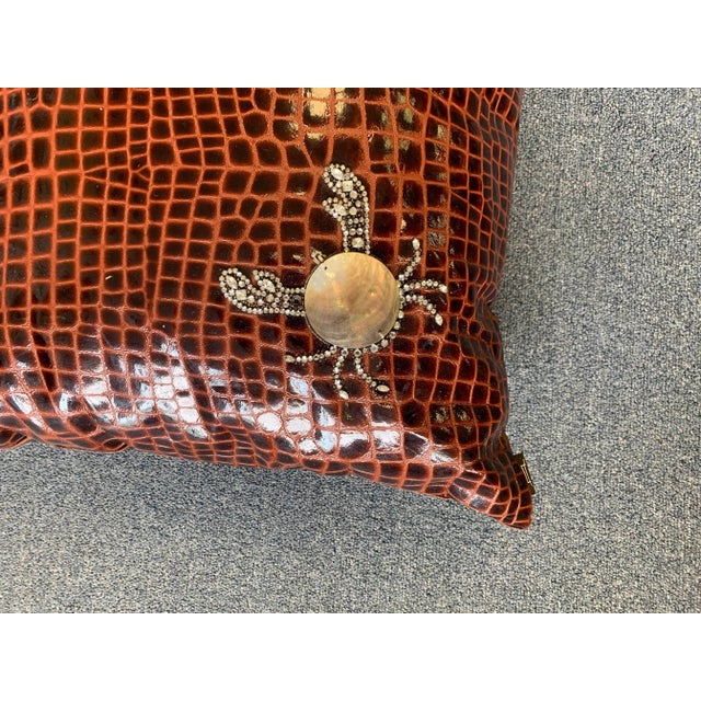 Ankasa Faux Crocodile Embellished Pillows - a Pair For Sale In West Palm - Image 6 of 10