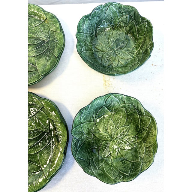 Ceramic Vintage Italian Majolica Vietri Leonardo Ceramic Leaf Dishes- Set of 8 For Sale - Image 7 of 14