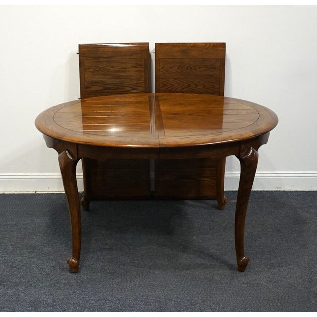 High End Vintage Solid Oak Early American Traditional 88" Oval Dining Table For Sale - Image 9 of 11