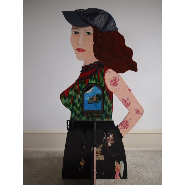 Post-modern 3-D double-sided sculpture with surrealist decor elements by Jewish artist Arona Reiner (b. 1940; American /...