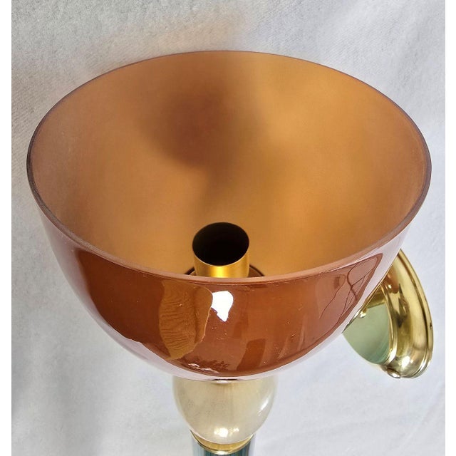 1990s Pair of Blue and Terracotta Murano Glass Sconces For Sale - Image 13 of 13