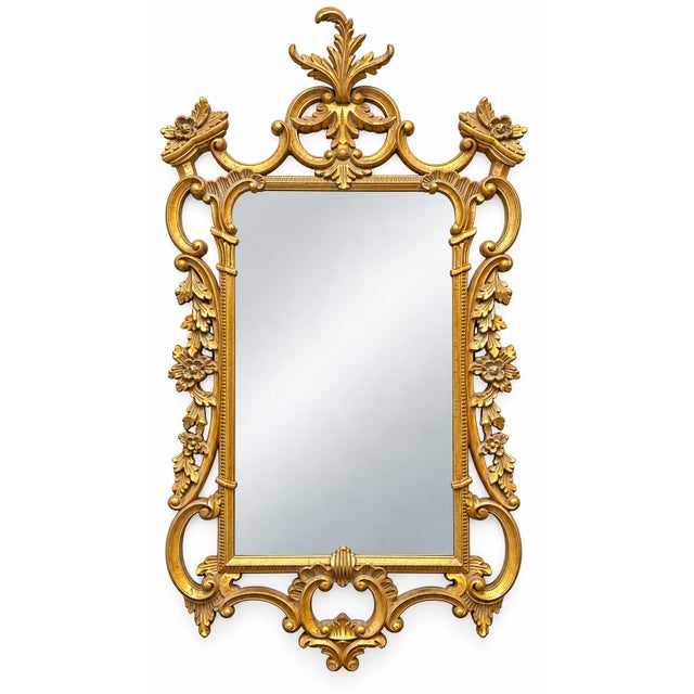 This is an Italian Chinese Chippendale style carved giltwood mirror commissioned for Chelsea House. Its petite size is...