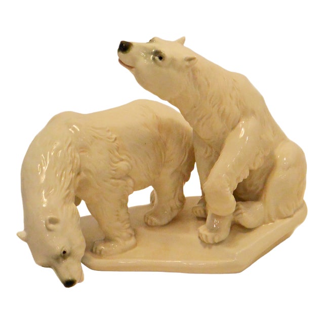 Large Mid-Century Karl Ens German Porcelain Polar Bear Grouping For Sale