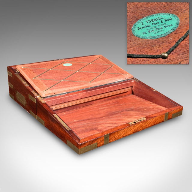 Mid 19th Century Antique Campaign Writing Slope, English Correspondence Box, Book Rest, Victorian For Sale - Image 5 of 12