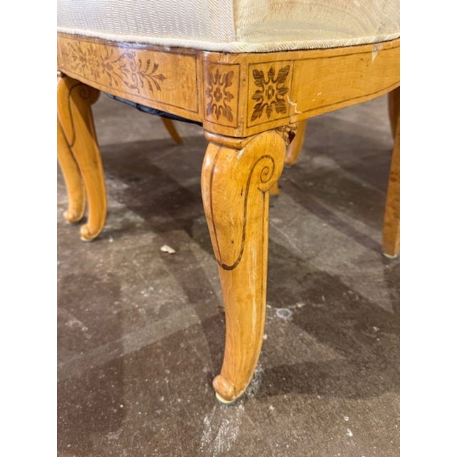 Antique Set of Four French Charles X Satin Wood Inlaid Dining Chairs For Sale - Image 4 of 5