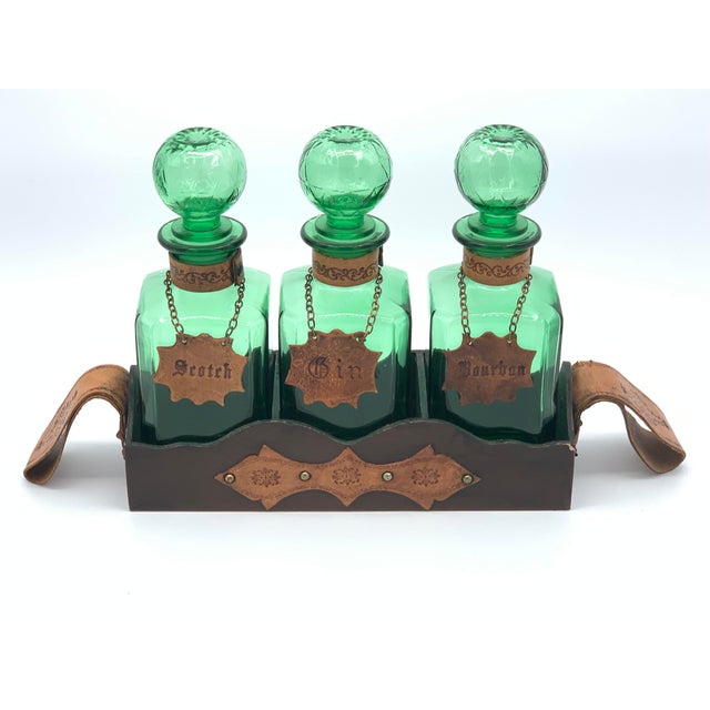 1960s Mid-Century Modern Emerald Empoli Green Decanter Set - 4 pcs For Sale - Image 11 of 11