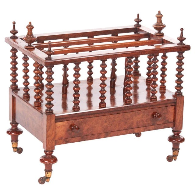 Large Antique Victorian Burr Walnut Magazine Rack For Sale - Image 9 of 9