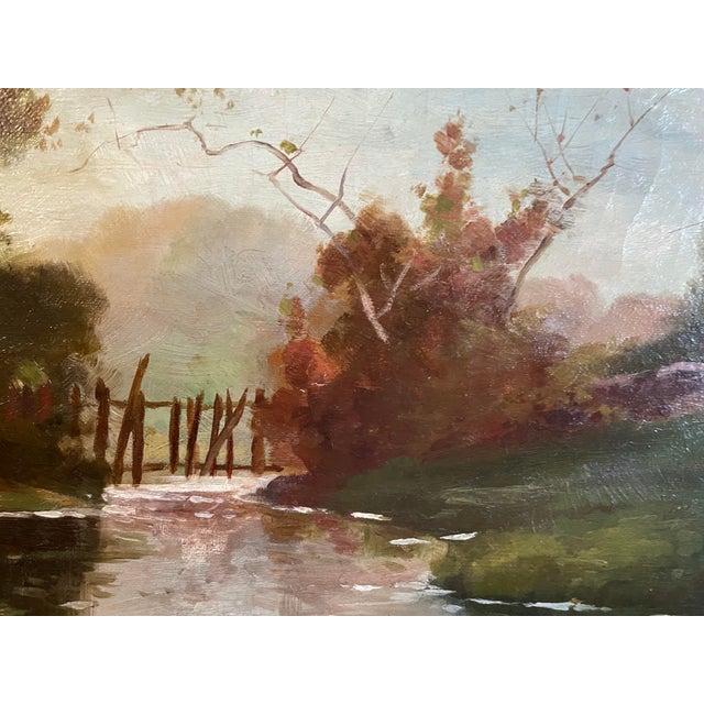 Impressionist Large Antique 19th Century Oil, Painting Landscape For Sale - Image 3 of 8