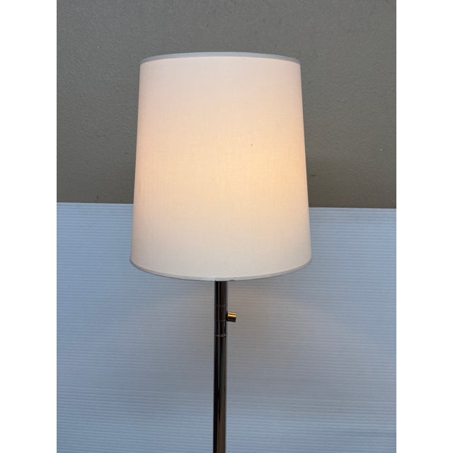 Silver Chrome Plated Traditional Floor Lamp With Drum Shade For Sale - Image 8 of 12