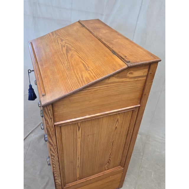 Early 20th Century Antique Circa 1900 English Pine Schoolmaster's Standing Desk With Storage For Sale - Image 5 of 14