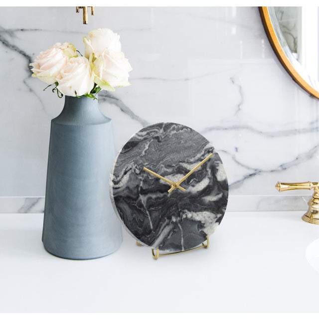Piero Black Marble Clock For Sale - Image 10 of 11