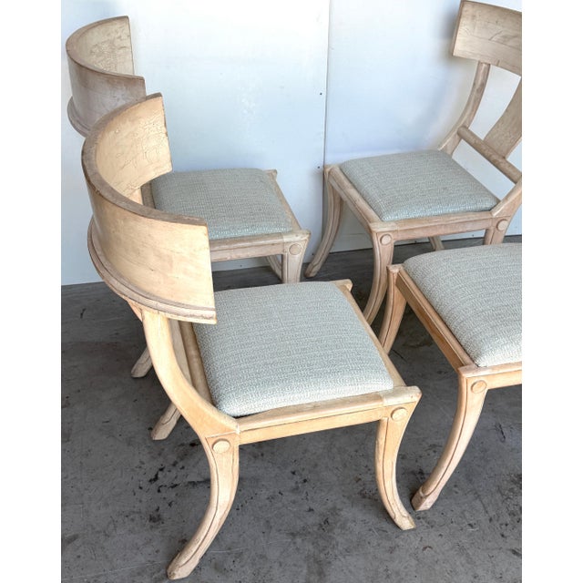 Set of Four Neoclassical Grey-White Polychromed Klismos Chairs Late 20th C. For Sale - Image 9 of 15