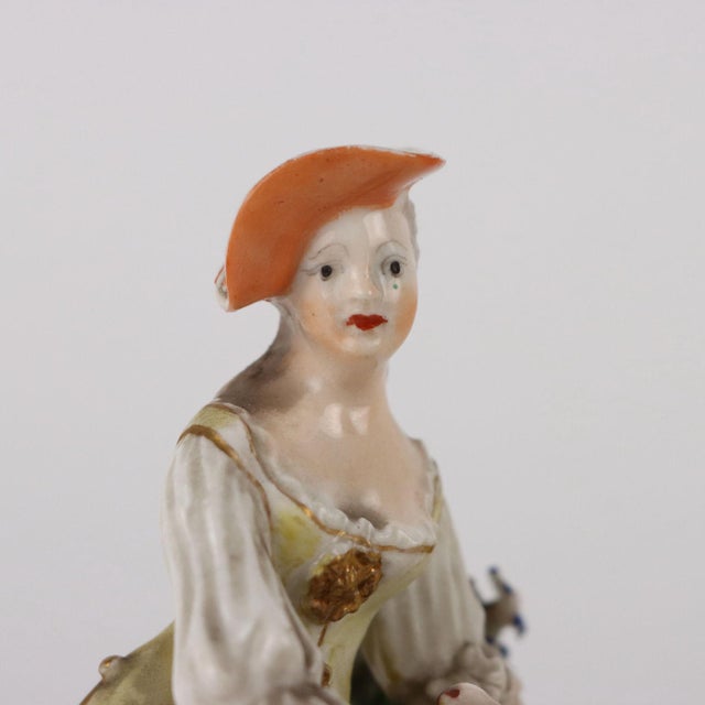 Brown Vintage Figures in Porcelain, Set of 2 For Sale - Image 8 of 16