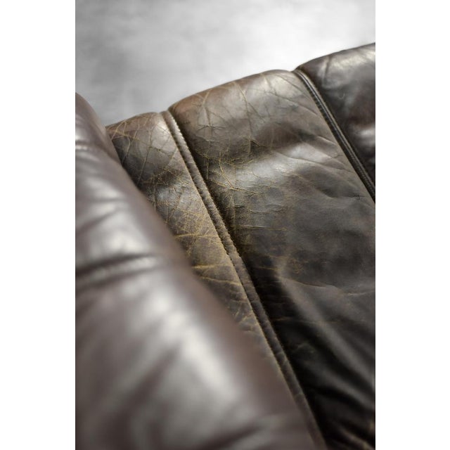 Mid-Century Modern Danish Brown Leather 3-Seater Sofa, 1970s For Sale - Image 12 of 18