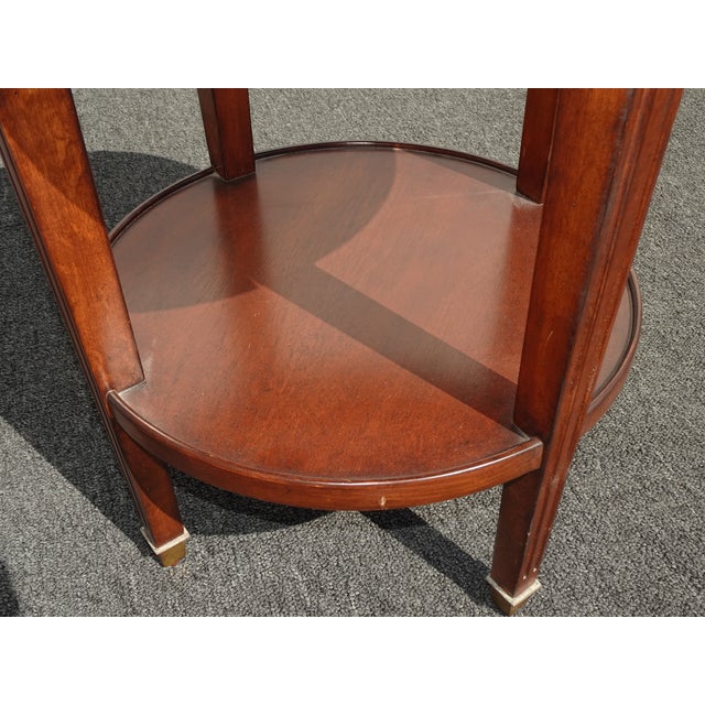 Vintage Woodbridge Furniture Co. Brown Round Side Table W Drawer Chairish
