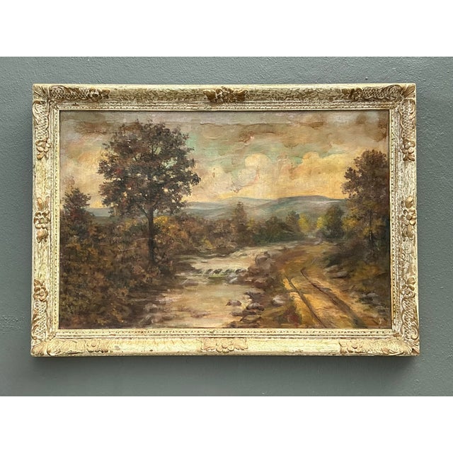 Vintage Original Landscape Oil Painting on Canvas For Sale - Image 10 of 12