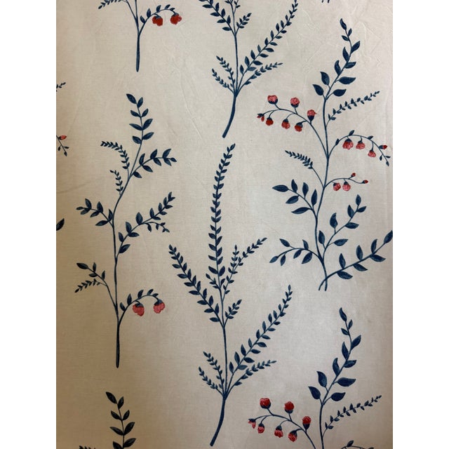 Schumacher Embroidered Cynthia Hand Printed Fabric 2 1/4 Yards In Blue Brand Schumacher Fabric Book / Collection Exquisite...