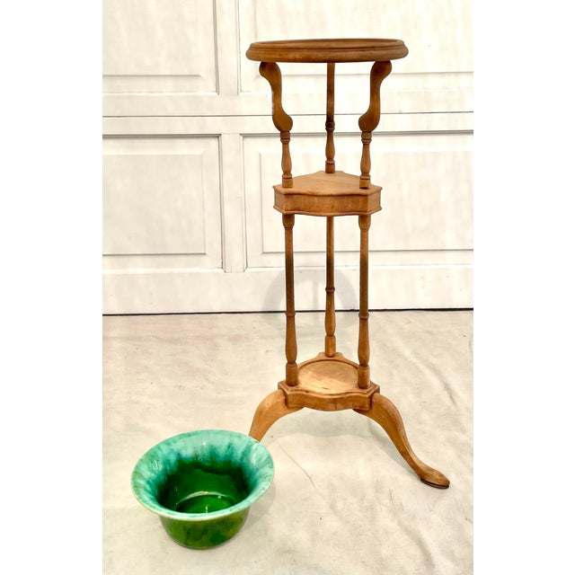 Early 20th Century Jardinière Stand With Vintage Mutual Pottery Planter For Sale - Image 12 of 12