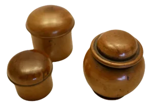 Sycamore Treen Pots with Lids the Pots Have a Rich Colour, Set of 3