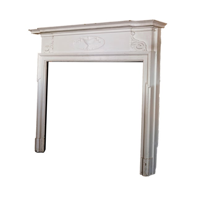 Wood Antique Mantel With Carved Detail For Sale - Image 7 of 7