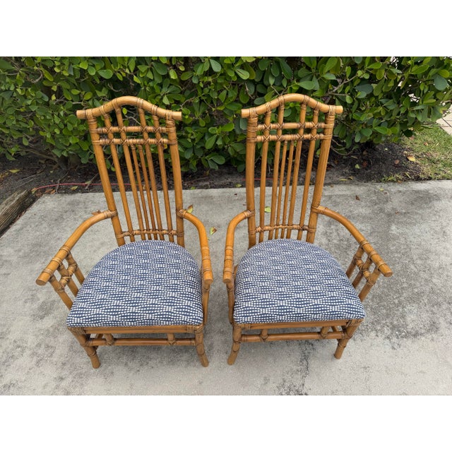 Vintage Pagoda Back Rattan Armchairs – A Pair For Sale - Image 9 of 16