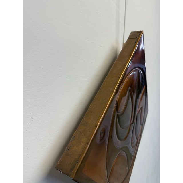 Copper Modern Copper Abstract Wall Art Sculpture Signed Green ‘77 For Sale - Image 8 of 11