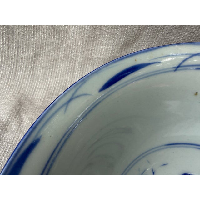 Vintage Blue and White Floral Chinese Bowl For Sale - Image 14 of 18