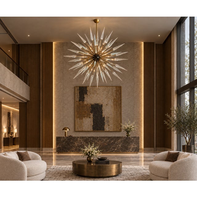 Glass 21st Century Italian Puntali Murano Clear Glass Shards Sputnik Chandelier by Fabio LTD For Sale - Image 7 of 7