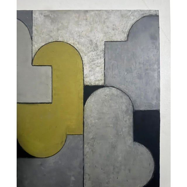Contemporary Contemporary Geometric Abstract Small Square Oil and Cold Wax Painting by Stephen Cimini For Sale - Image 3 of 5