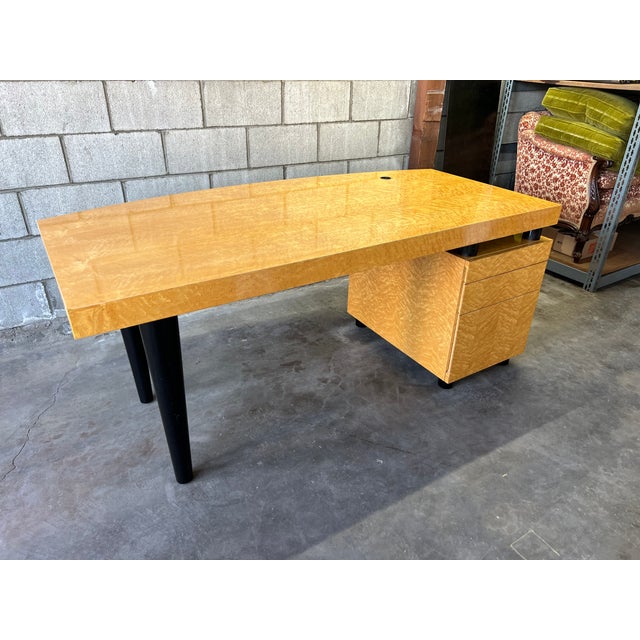 Leon Rosen for Pace Collection “Boca” Executive Desk in Birdseye Maple For Sale - Image 12 of 15