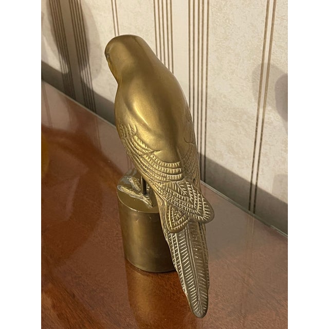 Mid-Century Modern Vintage Mid-Century Modern Brass Bird on Pedestal For Sale - Image 3 of 11