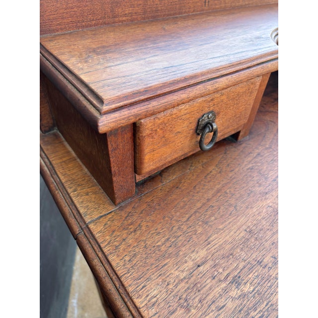 English Country Oak Chest of Drawers with Raised Back and Small Drawers, 1930s For Sale - Image 6 of 8
