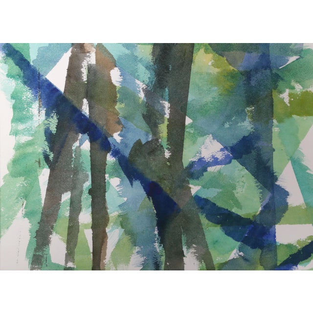 Artist: Harold Wallerstein, German/American (1924 - 2007) Title: Abstract in Blue and Green Year: circa 1980 Medium:...