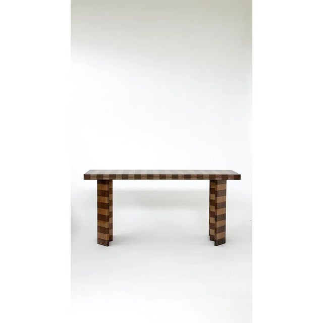 Contemporary Striped Oak Bench by Goons For Sale - Image 3 of 10