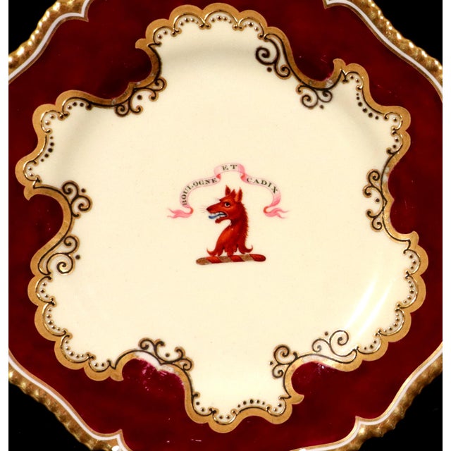 Flight, Barr & Barr Worcester Armorial Porcelain Claret-Ground Dessert Plates- A Set of Twelve For Sale - Image 13 of 13