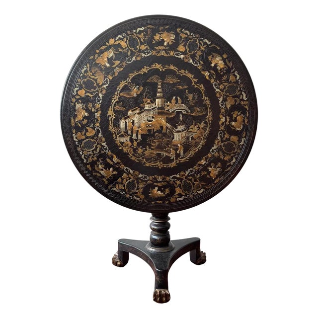 Baker Historic Charleston Chinoiserie Tilt Top Table For Sale