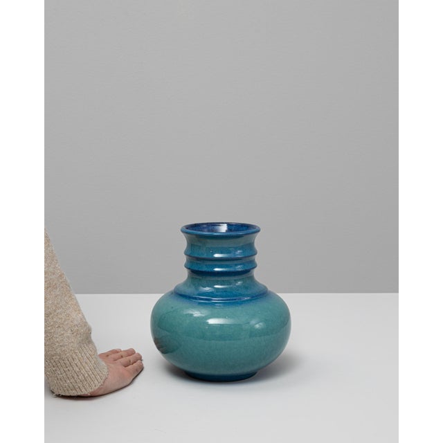 20th Century German Turquoise Ceramic Vase For Sale - Image 18 of 18