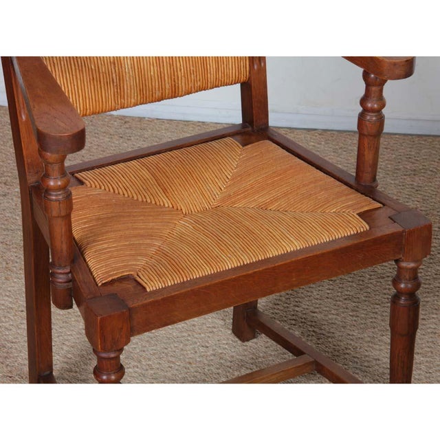 Oak Straw-Seated Armchairs, 1950s, Set of 2 For Sale - Image 6 of 8