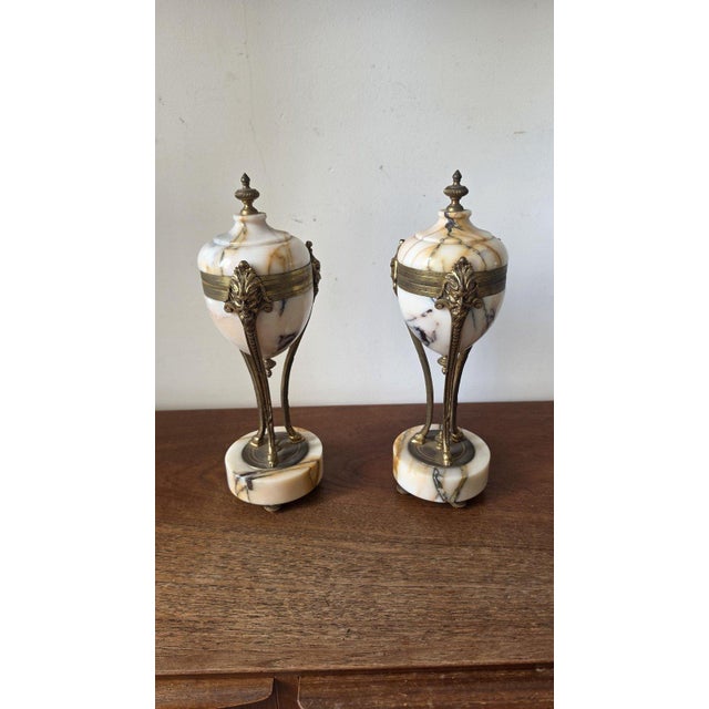 Dimensions (each): 3.5 × 3.5 × 12 in (8.9 × 8.9 × 30.5 cm) Combined Weight: 8.4 lb (3,800 g) A striking pair of antique...