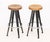 Late 20th Century Pair of After Jean Prouve Circular Oak Seat Bar Stools For Sale - Image 5 of 10