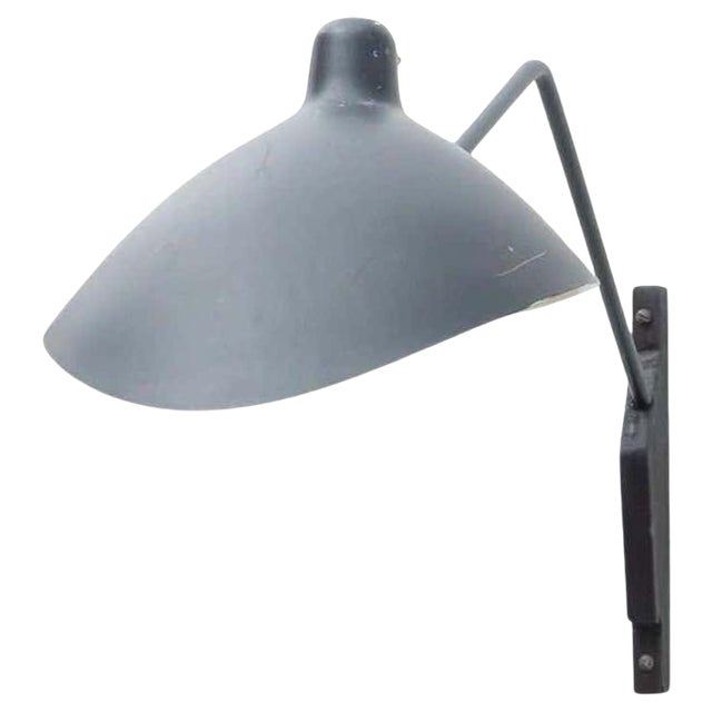 Mid-Century Black Metal Wall Lamp in the style of Serge Mouille, 1950s For Sale
