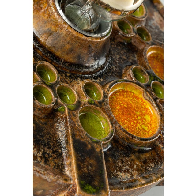 Brown & Orange Ceramic Sputnik Wall Light, Germany, 1970s For Sale - Image 4 of 13