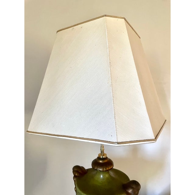 Large Bronze-Green Ceramic Lamp, 1950s For Sale - Image 18 of 18