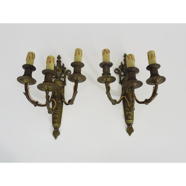 Louis XV Bronze Wall Lights, 1930s For Sale - Image 4 of 10