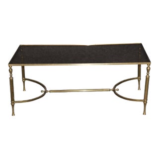 1960's Smoke Glass Maison Jansen Style Brass Coffee Table For Sale