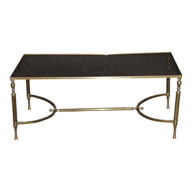 1960's Smoke Glass Maison Jansen Style Brass Coffee Table For Sale